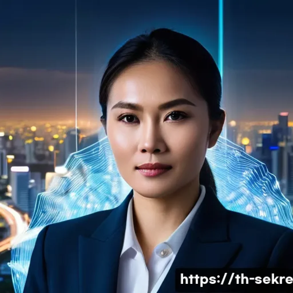 사이버보안 법적 책임과 기업의 대응 전략 - **Prompt:** A confident and determined Thai businesswoman, dressed in a sharp, modern business suit,...