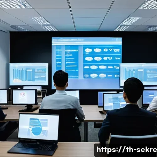 Home 33 사이버 공격 발생 시 법적 책임과 대처 방안 - A professional Thai office environment showing cybersecurity training in progress: a diverse group o...