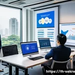 Home 20 사이버위협 대응을 위한 전사적 접근 방법 - A modern corporate office setting in Bangkok with diverse Thai employees actively participating in a...