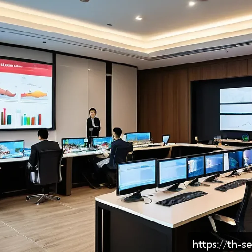 사이버 보안 위협 대응에 대한 이해관계자 협력 - A modern cybersecurity collaboration meeting room in Bangkok, Thailand, featuring diverse profession...