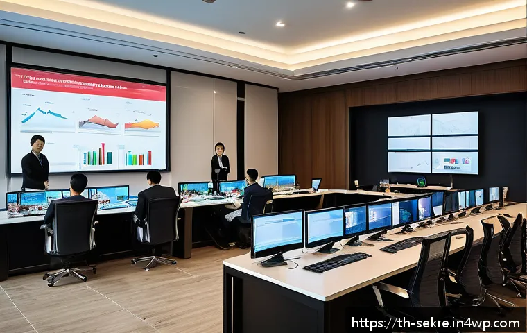 사이버 보안 위협 대응에 대한 이해관계자 협력 - A modern cybersecurity collaboration meeting room in Bangkok, Thailand, featuring diverse profession...