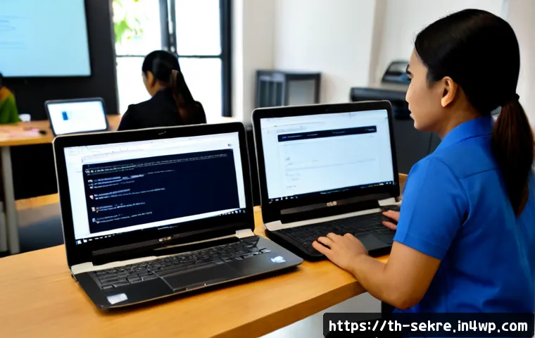 Home 17 사이버 보안 교육의 최신 트렌드와 방향성 - Photorealistic cybersecurity workshop in a modern Bangkok training center, Thai adult learners of va...
